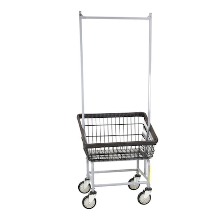 R&B Wire Products Dura-Seven Front Load Wire Laundry Cart with Double Pole Rack 100T58/D7